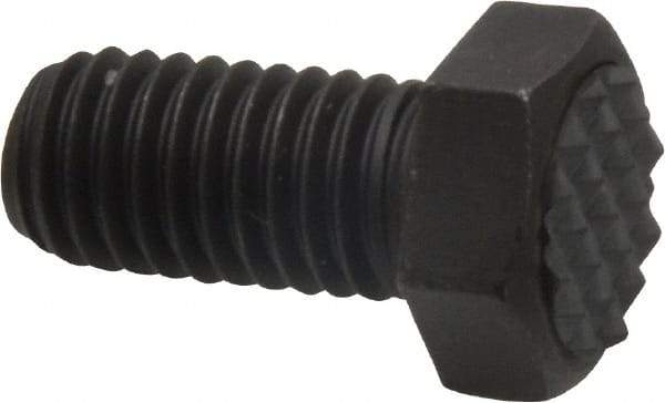 Fairlane - Serrated Tooth, 1/2-13, 1" Shank Length, 1" Thread Length, Black Oxide Finish, Hex Head, Adjustable Positioning Gripper - 5/8" Pad Diam, 3/4" Hex, 23/64" Head Height, Fine Tooth Grade - Industrial Tool & Supply