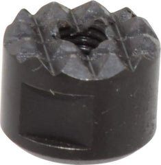 Fairlane - 10-32 Thread, 1/2" Diam, 3/8" High, Threaded, Fine Tooth Grade Diamond Serration Tooth Pattern, High Speed Steel, Round Positioning Gripper - 3/16" Flat Width, Black Oxide Coated - Industrial Tool & Supply