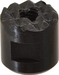 Fairlane - 10-32 Thread, 1/2" Diam, 1/2" High, Threaded, Fine Tooth Grade Diamond Serration Tooth Pattern, High Speed Steel, Round Positioning Gripper - 3/16" Flat Width, Black Oxide Coated - Industrial Tool & Supply
