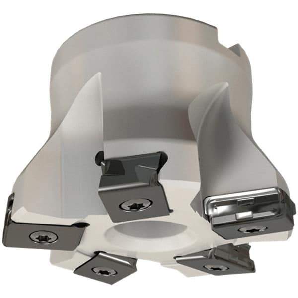 Iscar - 5 Inserts, 2-1/2" Cut Diam, 3/4" Arbor Diam, 0.118" Max Depth of Cut, Indexable Square-Shoulder Face Mill - 0/90° Lead Angle, 1-3/4" High, HTP LNHT 1606 Insert Compatibility, Through Coolant, Series TangPlunge - Industrial Tool & Supply