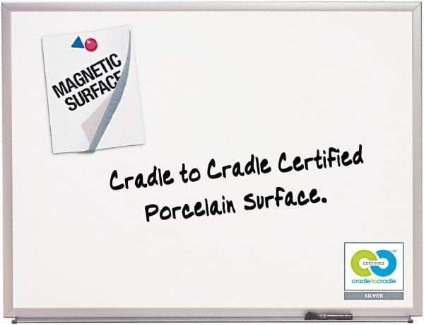 Quartet - 24" High x 36" Wide Porcelain on Steel Magnetic Marker Board - Anodized Aluminum, 24-1/2" Deep, Includes Full-Length Accessory Tray, Dry-Erase Markers & Easy Mount Mounting Kit - Industrial Tool & Supply