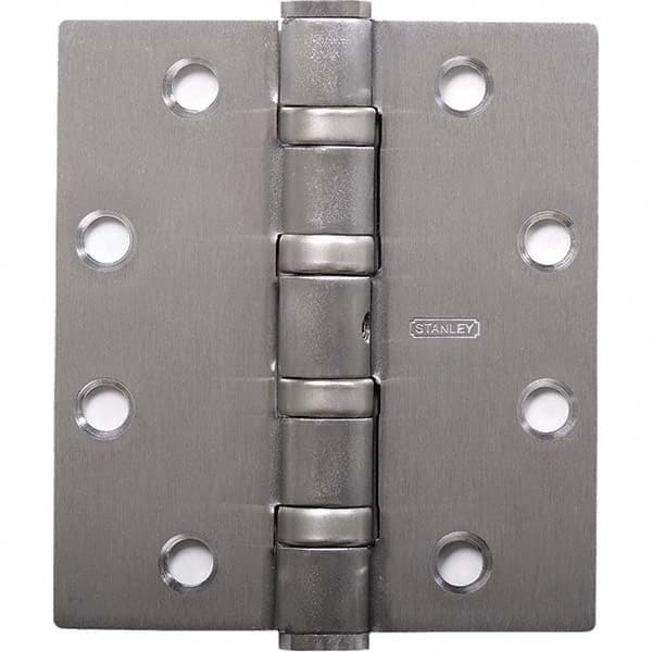 Stanley - 5" Long x 5" Wide Grade 1 304 Stainless Steel Full Mortise Ball Bearing Commercial Hinge - Industrial Tool & Supply