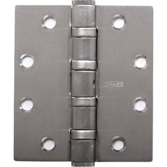 Stanley - 5" Long x 5" Wide Grade 1 304 Stainless Steel Full Mortise Ball Bearing Commercial Hinge - Industrial Tool & Supply