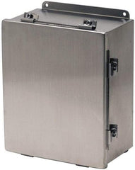 Cooper B-Line - Stainless Steel Standard Enclosure Hinge Flat Cover - NEMA 4, 12, 13, 3RX, 4X, 10" Wide x 12" High x 6" Deep, Corrosion Resistant, Dust-tight, Rainproof & Watertight - Industrial Tool & Supply