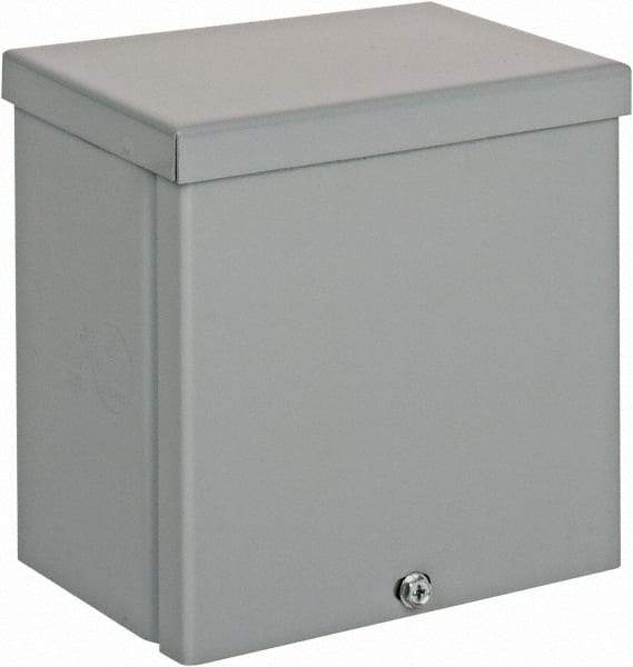 Cooper B-Line - Steel Junction Box Enclosure Screw Flat Cover - NEMA 3R, 6" Wide x 6" High x 4" Deep, Rainproof - Industrial Tool & Supply
