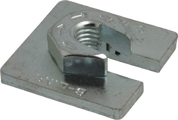 Cooper B-Line - 3/8" Rod, Zinc Plated Carbon Steel Slip On Square Washer, Lock Strut Nut - 730 Lb Capacity, 3/8-16" Bolt, 1 Hole, Used with Cooper B Line Channel & Strut (All Sizes Except B62 & B72) - Industrial Tool & Supply