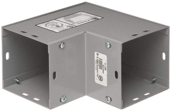 Cooper B-Line - 4 Inch Wide x 4 Inch High, Raceway Elbow End - 90°, Gray, For Use with Lay In Wireways, Type 1 Screw Cover Wireway - Industrial Tool & Supply