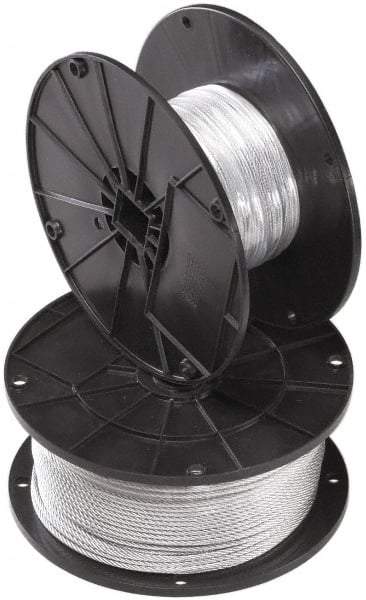 Cooper B-Line - 500' Long, 1/16" x 1/16" Diam, Steel Wire Rope - 96 Lb Breaking Strength, 7 x 7 Strand - Industrial Tool & Supply