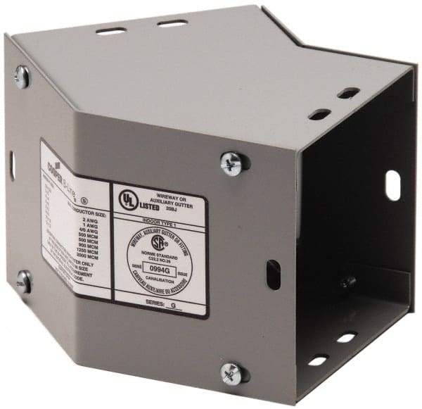 Cooper B-Line - 4 Inch Wide x 4 Inch High, Raceway Elbow End - 45°, Gray, For Use with Lay In Wireways, Type 1 Screw Cover Wireway - Industrial Tool & Supply