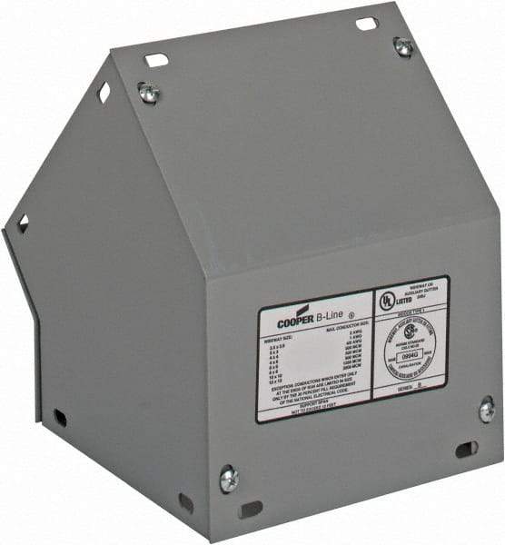 Cooper B-Line - 6 Inch Wide x 6 Inch High, Raceway Elbow End - 45°, Gray, For Use with Lay In Wireways, Type 1 Screw Cover Wireway - Industrial Tool & Supply