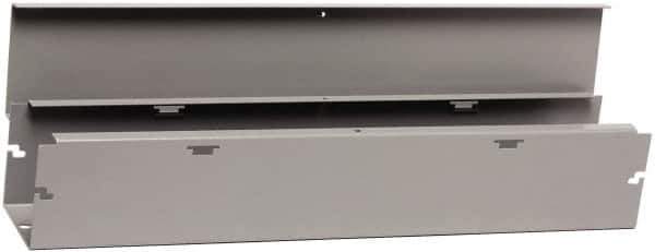 Cooper B-Line - 6" High x 152mm Wide x 48" Long, Screw Mount Solid Wall Wire Duct - Gray, 15 (Bottom) & 15 (Top) Knockouts, Hinged Cover, Steel - Industrial Tool & Supply