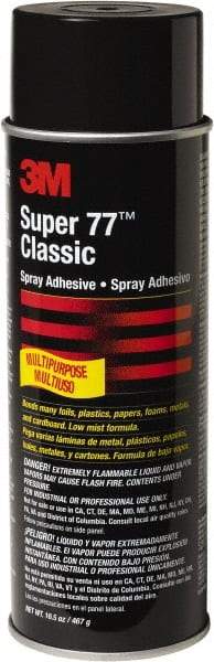 3M - 24 oz Aerosol Clear Spray Adhesive - High Tack, 150°F Heat Resistance, Low Strength Bond, Series 77 - Industrial Tool & Supply