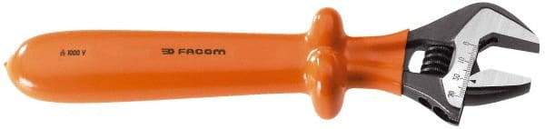 Facom - 1-3/4" Jaw Capacity, 15" Insulated Adjustable Wrench - Steel, Polished Finish - Industrial Tool & Supply