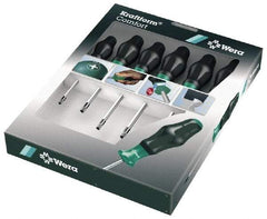 Wera - 6 Piece Torx Screwdriver Set - Bit Sizes: Torx T10, T15, T20, T25, T30 & T40 - Industrial Tool & Supply
