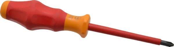 Wera - #2, 7-1/4" OAL, Insulated Phillips Screwdriver - 4" Blade Length, Round Shank, Ergonomic Handle - Industrial Tool & Supply