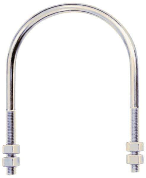 Gibraltar - 3/4-10 UNC, 13-13/16" Long, Round U Bolt Clamp with No Mount Plate for 10" Pipe - 4" Thread Length, 10-7/8" Wide, Grade C-1010 Steel - Industrial Tool & Supply
