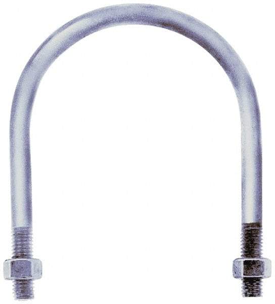 Gibraltar - 3/4-10 UNC, 13-13/16" Long, Round U Bolt Clamp with No Mount Plate for 10" Pipe - 4" Thread Length, 10-7/8" Wide, Grade C-1010 Steel - Industrial Tool & Supply