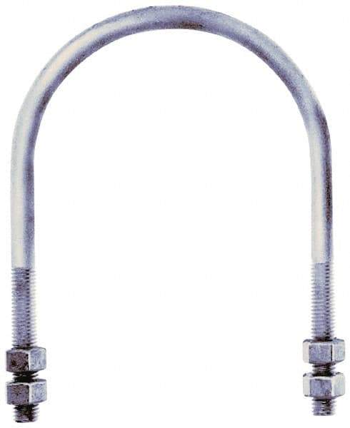 Gibraltar - 3/4-10 UNC, 13-13/16" Long, Round U Bolt Clamp with No Mount Plate for 10" Pipe - 4" Thread Length, 10-7/8" Wide, Grade C-1010 Steel - Industrial Tool & Supply
