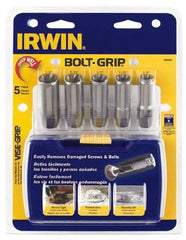 Irwin - 5 Piece Bolt & Screw Extractor Set - 3/8" Drive, Molded Plastic Case - Industrial Tool & Supply