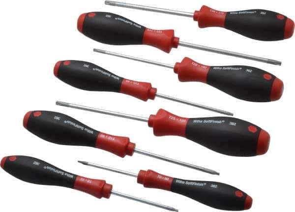 Wiha - 8 Piece Torx Screwdriver Set - Bit Sizes: Torx T6, T8, T10, T15, T20, T25, T27 & T30 - Industrial Tool & Supply