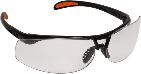 Uvex - Clear Lenses, Framed Safety Glasses - Anti-Fog, Scratch Resistant, Metallic Black Polycarbonate Frame, Size Universal, Wrap Around - Industrial Tool & Supply