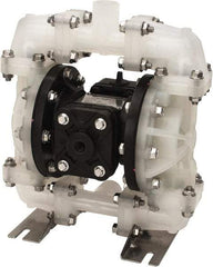 SandPIPER - 1/2" NPT, Nonmetallic, Air Operated Diaphragm Pump - Buna-N Diaphragm, Polypropylene Housing - Industrial Tool & Supply