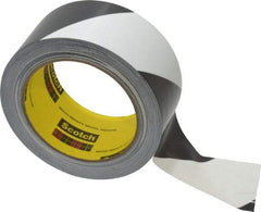 3M - Black & White Striped Vinyl Tape - 2" Wide x 108' Long x 5.4 mil Thick, General Traffic - Industrial Tool & Supply