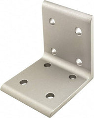 80/20 Inc. - 80mm Wide, Open Shelving 8 Hole Inside Corner Bracket - Aluminum, Clear Anodized Finish, 76mm Long, Use with 40 Series & Bolt Kit 75-3422 - Industrial Tool & Supply
