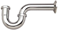 Federal Process - 1-1/2 Outside Diameter, 17 Gauge, P Trap with Wall Pipe - Chrome Coated, Brass - Industrial Tool & Supply