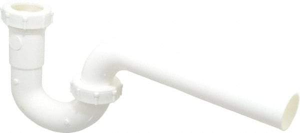 Federal Process - 1-1/4 Outside Diameter, P Trap with Wall Pipe - White, PVC - Industrial Tool & Supply