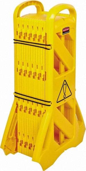 Rubbermaid - 40" High Folding Barricade - Plastic, Yellow - Industrial Tool & Supply