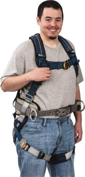 DBI/SALA - 420 Lb Capacity, Size L, Full Body Construction Safety Harness - Polyester Webbing, Side D-Ring, Quick Connect Leg Strap, Quick Connect Chest Strap - Industrial Tool & Supply