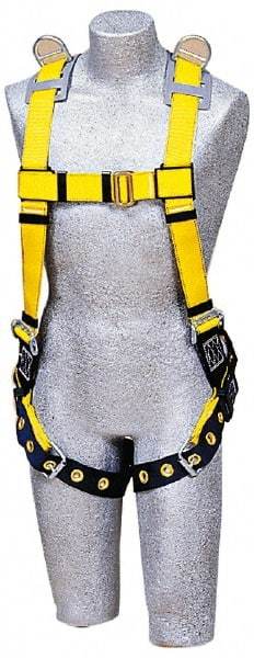 DBI/SALA - 420 Lb Capacity, Size Universal, Full Body Construction Safety Harness - Polyester Webbing, Tongue Leg Strap, Pass-Thru Chest Strap - Industrial Tool & Supply