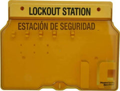 Master Lock - 1 Piece, Empty Polycarbonate Padlock Station - 16 Inch Wide x 12-1/4 Inch High x 1-3/4 Inch Deep, Yellow, Covered - Industrial Tool & Supply