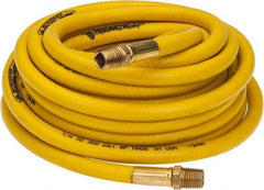 PRO-SOURCE - 1/4" ID x 15/32" OD 25' Long Multipurpose Air Hose - MNPT x MNPT Ends, 300 Working psi, 23 to 150°F, 1/4" Fitting, Yellow - Industrial Tool & Supply