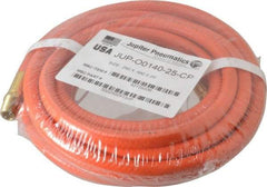 PRO-SOURCE - 1/4" ID x 15/32" OD 25' Long Multipurpose Air Hose - MNPT x MNPT Ends, 300 Working psi, 23 to 150°F, 1/4" Fitting, Orange - Industrial Tool & Supply