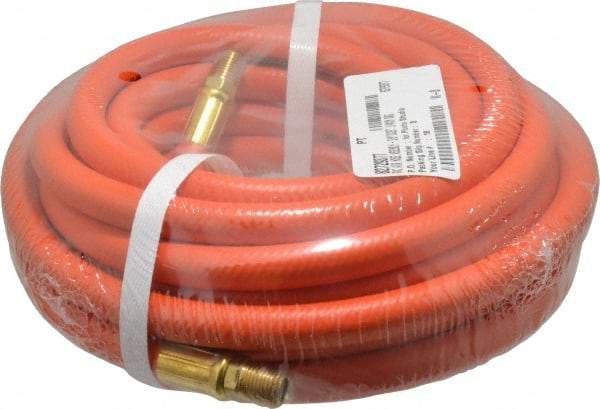 PRO-SOURCE - 3/8" ID x 19/32" OD 25' Long Multipurpose Air Hose - MNPT x MNPT Ends, 300 Working psi, 23 to 150°F, 1/4" Fitting, Orange - Industrial Tool & Supply