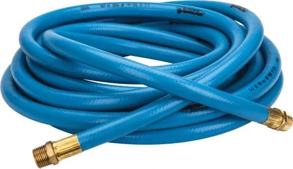 PRO-SOURCE - 1/2" ID x 3/4" OD 25' Long Multipurpose Air Hose - MNPT x MNPT Ends, 300 Working psi, 23 to 150°F, 1/2" Fitting, Blue - Industrial Tool & Supply