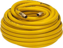 PRO-SOURCE - 3/8" ID x 19/32" OD 50' Long Multipurpose Air Hose - MNPT x MNPT Ends, 300 Working psi, 23 to 150°F, 1/4" Fitting, Yellow - Industrial Tool & Supply