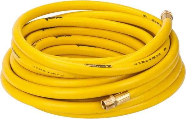 PRO-SOURCE - 1/2" ID x 3/4" OD 50' Long Multipurpose Air Hose - MNPT x MNPT Ends, 300 Working psi, 23 to 150°F, 1/2" Fitting, Yellow - Industrial Tool & Supply