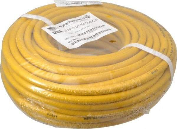 PRO-SOURCE - 1/4" ID x 15/32" OD 100' Long Multipurpose Air Hose - MNPT x MNPT Ends, 300 Working psi, 23 to 150°F, 1/4" Fitting, Yellow - Industrial Tool & Supply