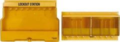 Master Lock - 1 Piece, Empty Polycarbonate Electrical and Valve Lockout Station - 23-1/2 Inch Wide x 27 Inch High x 4-1/8 Inch Deep, Yellow - Industrial Tool & Supply