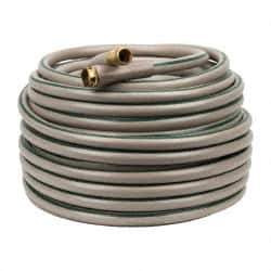 Made in USA - 150' Long Reel Hose - 5/8" Diam, 3/4" GHT, Rubber/Vinyl, 212 psi, All Season, Beige - Industrial Tool & Supply