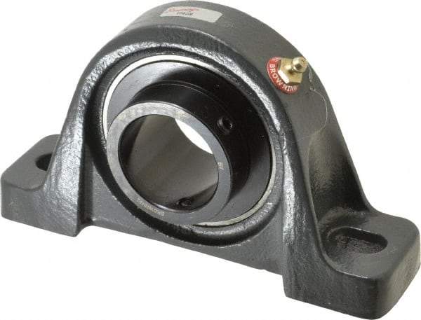 Browning - 1-3/4" ID, 7-3/8" OAL x 4-1/4" OAH Pillow Block - 5,216 Lb Static Cap, 7,889 Lb Dyn Cap, 5-21/32" Btw Mnt Hole Ctrs, 2-1/8" Base-to-Ctr Ht, Cast Iron - Industrial Tool & Supply