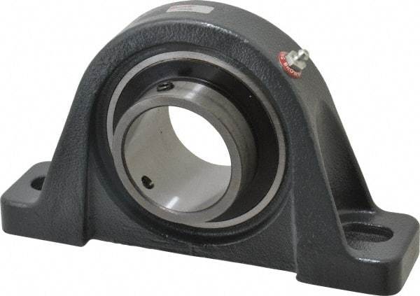 Browning - 2-7/16" ID, 9-1/2" OAL x 5-1/2" OAH Pillow Block - 8,150 Lb Static Cap, 11,789 Lb Dyn Cap, 7-13/32" Btw Mnt Hole Ctrs, 2-11/16" Base-to-Ctr Ht, Cast Iron - Industrial Tool & Supply