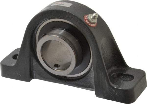 Browning - 1-1/2" ID, 7-1/8" OAL x 3-15/16" OAH Pillow Block - 4,467 Lb Static Cap, 7,340 Lb Dyn Cap, 5-3/8" Btw Mnt Hole Ctrs, 1-15/16" Base-to-Ctr Ht, Cast Iron - Industrial Tool & Supply