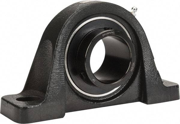 Browning - 1-15/16" ID, 8" OAL x 4-1/2" OAH Pillow Block - 5,216 Lb Static Cap, 7,889 Lb Dyn Cap, 6-3/16" Btw Mnt Hole Ctrs, 2-3/16" Base-to-Ctr Ht, Cast Iron - Industrial Tool & Supply