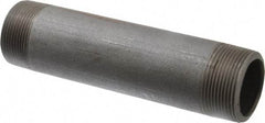 Made in USA - Schedule 80, 1-1/2" Diam x 7" Long Black Pipe Nipple - Threaded - Industrial Tool & Supply