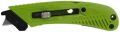 PHC - Retractable Utility Knife - 1-5/8" Blade, Lime Green Plastic Handle, 1 Blade Included - Industrial Tool & Supply