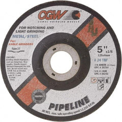 Camel Grinding Wheels - 24 Grit, 9" Wheel Diam, 1/8" Wheel Thickness, 7/8" Arbor Hole, Type 27 Depressed Center Wheel - Coarse Grade, Aluminum Oxide, Resinoid Bond, 6,650 Max RPM - Industrial Tool & Supply